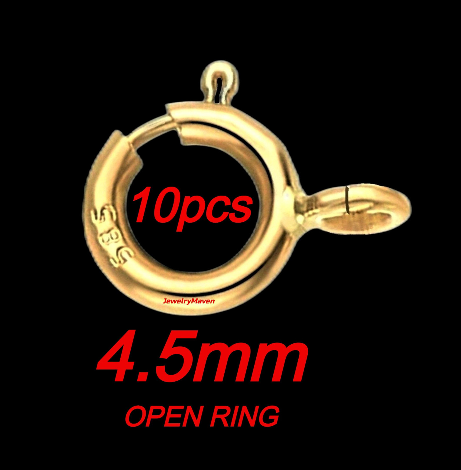 (10) 4.5mm 14k STANDARD WEIGHT Solid Yellow Gold Spring Ring Clasp OPEN Jump