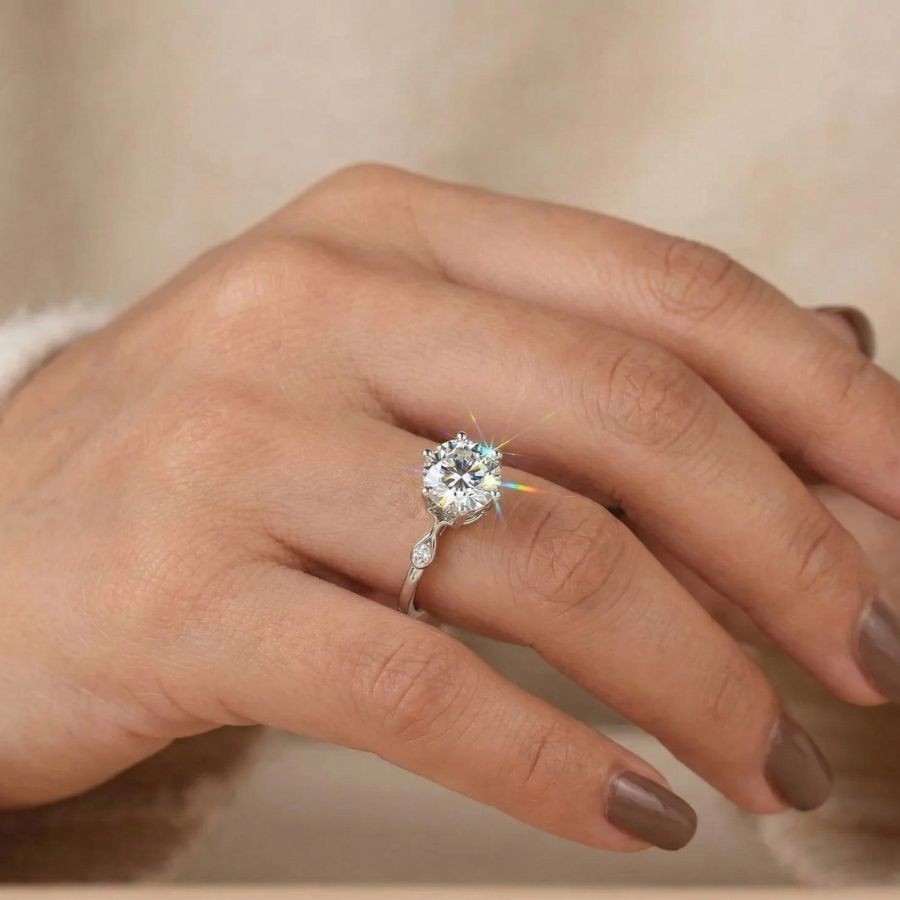 2.50Ct Round-Cut VS1 Lab Grown Diamond Wedding Engagement Ring 14k White Gold