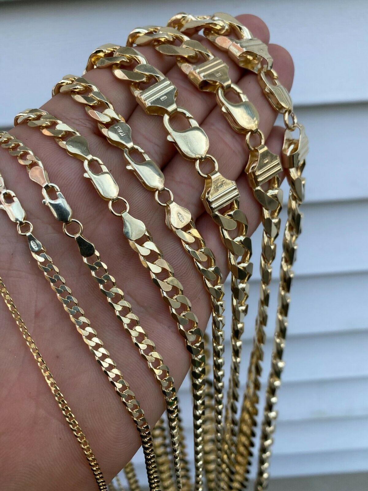 Real 14k Gold Plated Solid 925 Sterling Silver Curb Miami Cuban Chain Bracelet