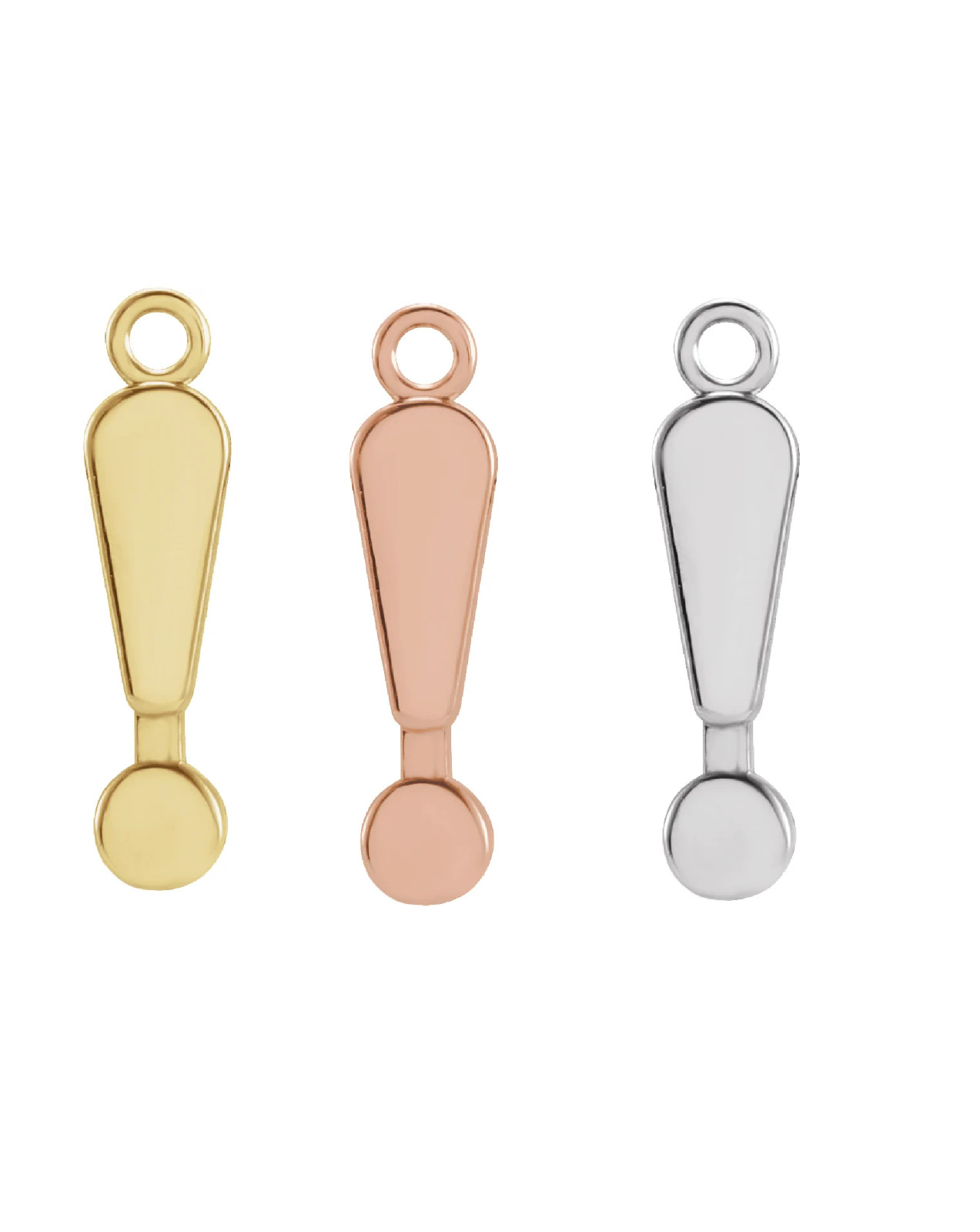 14k 18k Gold-Platinum-Silver Character Exclamation Point Surprise Dangle Charm