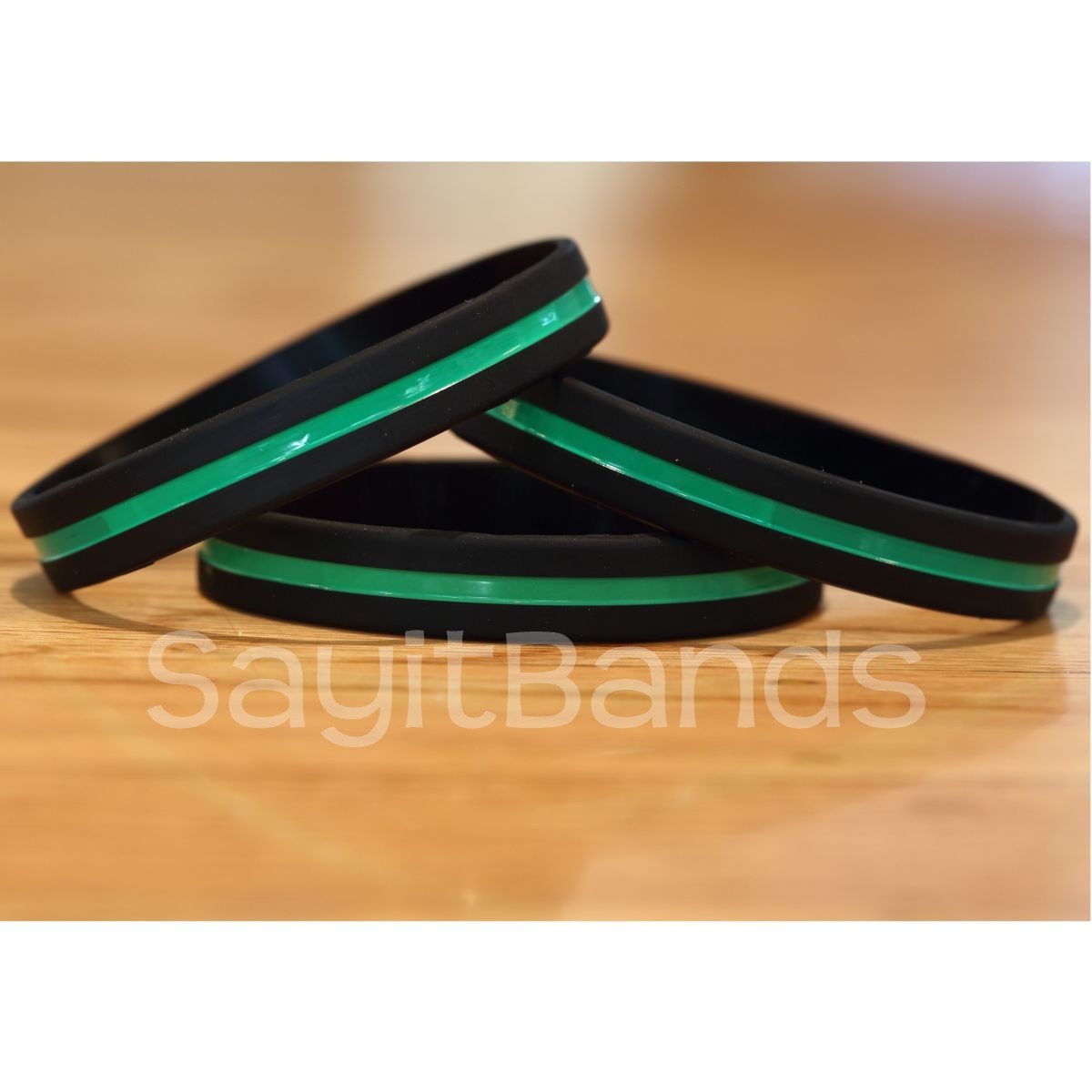 2 Thin Green Line Wristband Awareness – Park Rangers / Forestry / Armed Forces