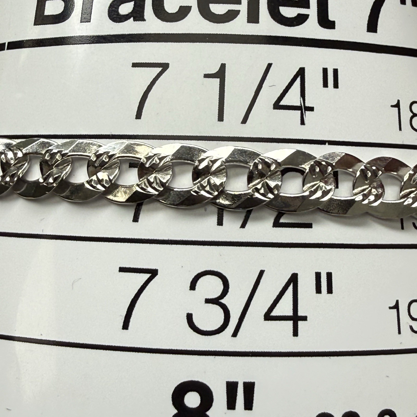 Flat CURB Diamond Cut LINK CHAIN BRACELET STERLING SILVER 925 ITALY 4.7mm 7.5”
