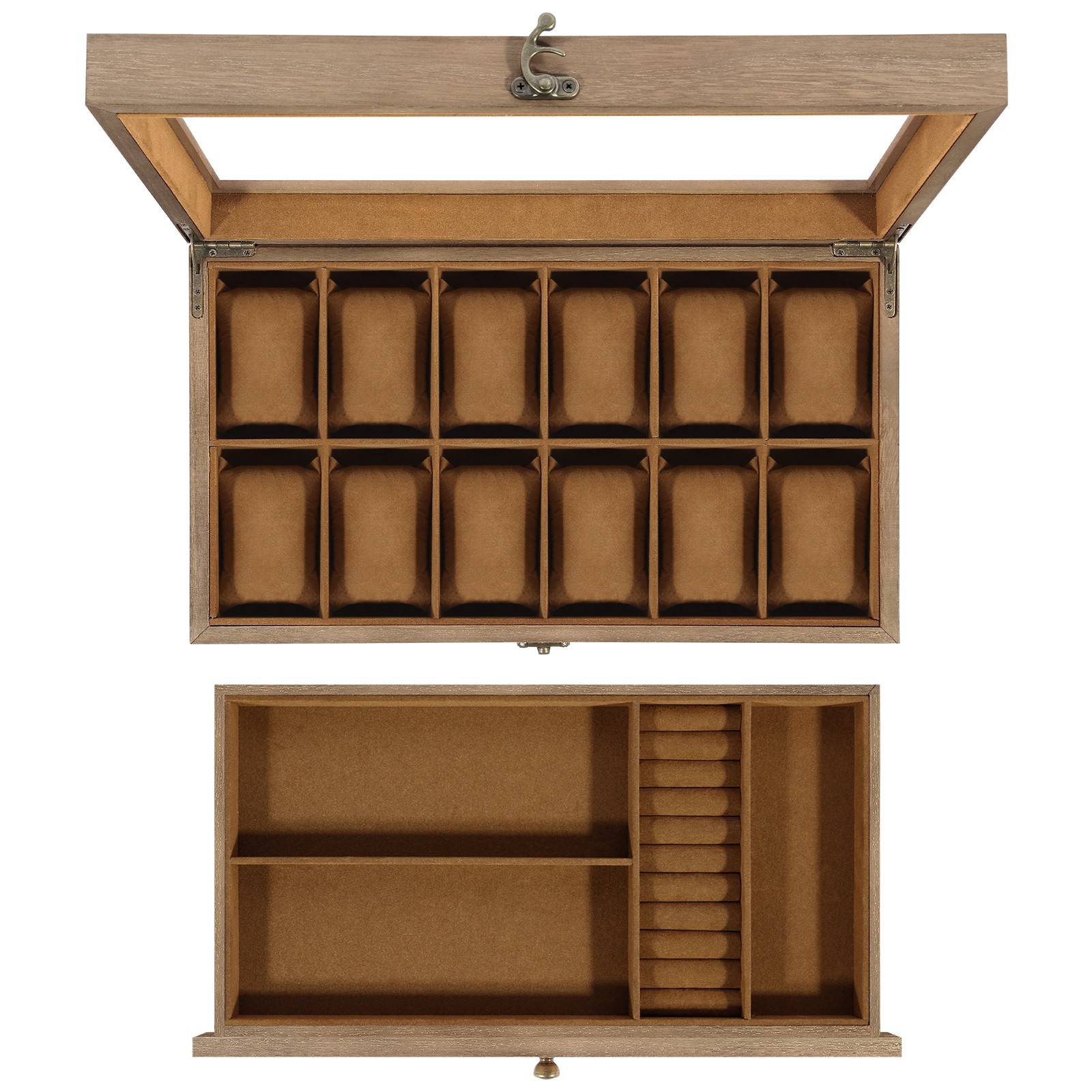 12 Slots Watch Box Solid Wood Storage Display Case Wrist Watch Case