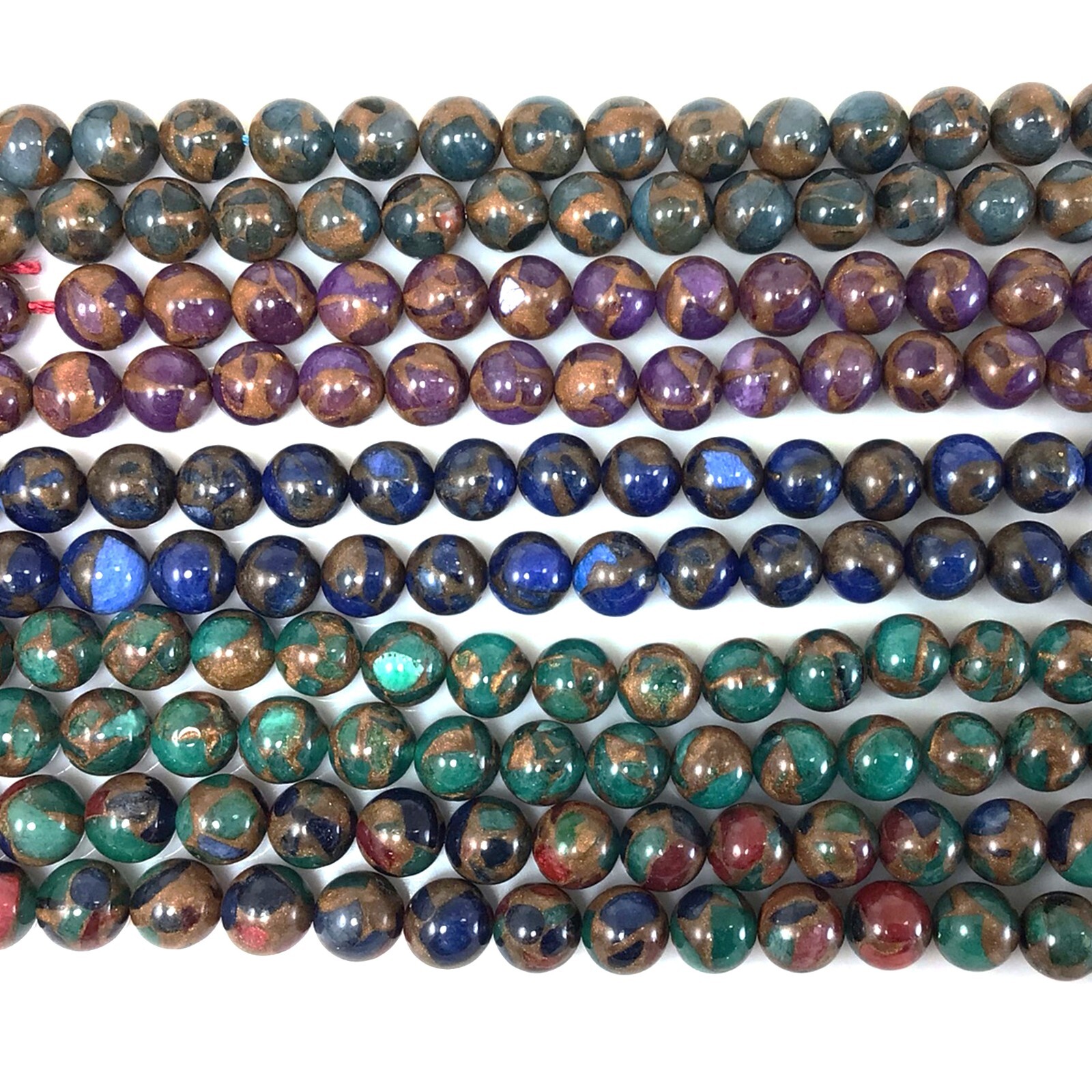 Gemstone Impression Jasper Cloisonne Variscite Round Bead 15″ 4mm 6mm 8 10 12mm