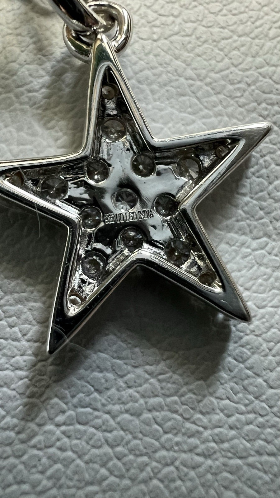 White Gold Over 925 silver 0.30 CTW Diamond Pavé Star Pendant Paperclip Necklace