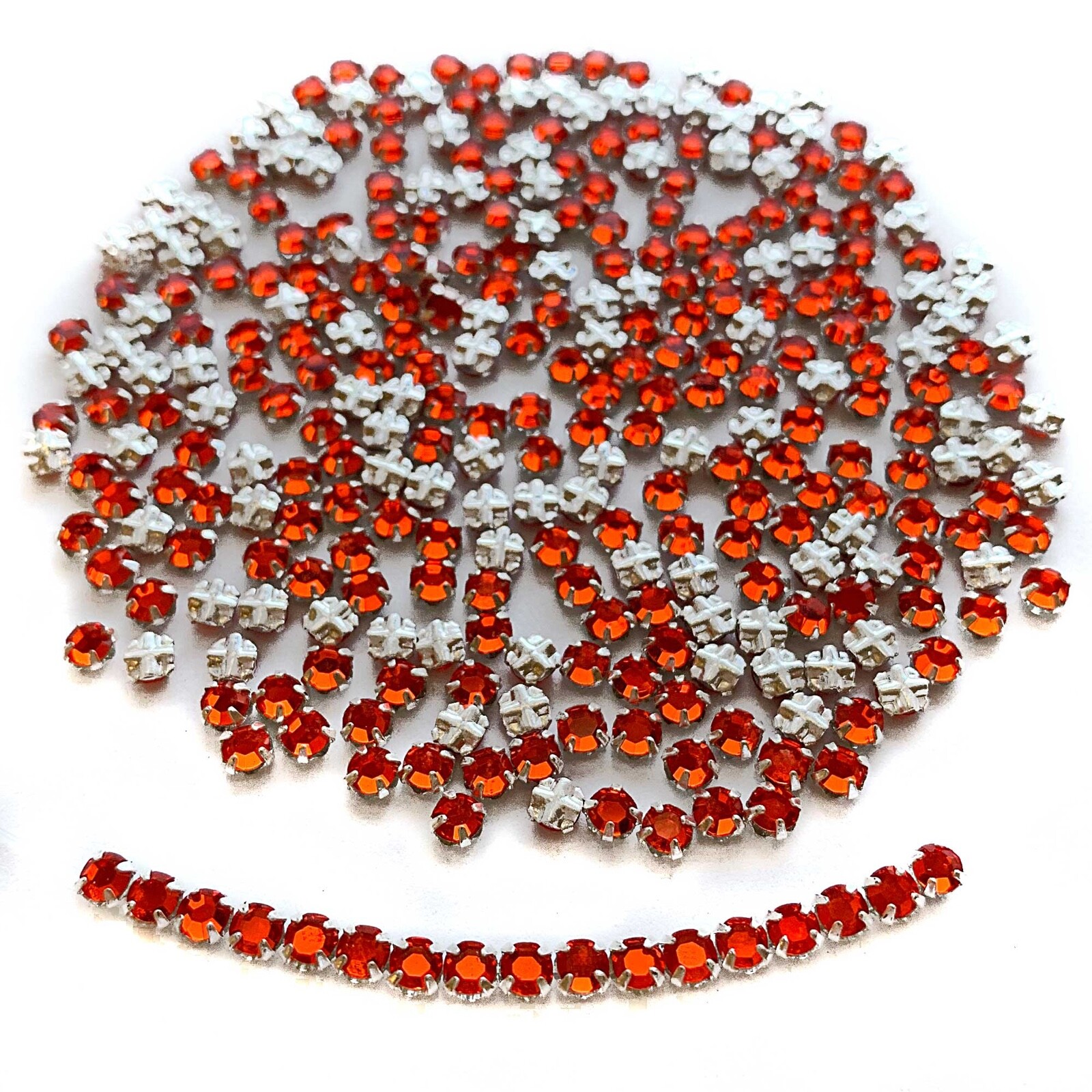Vintage Swarovski Rose Montees in 10ss, 12ss, Hyacinth orange, Silver Plated