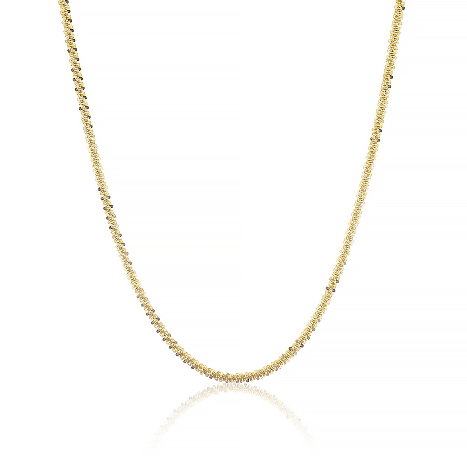 14k Gold Plated Over 925 Sterling Silver 3mm Twisted Rock Sparkle Chain Italy