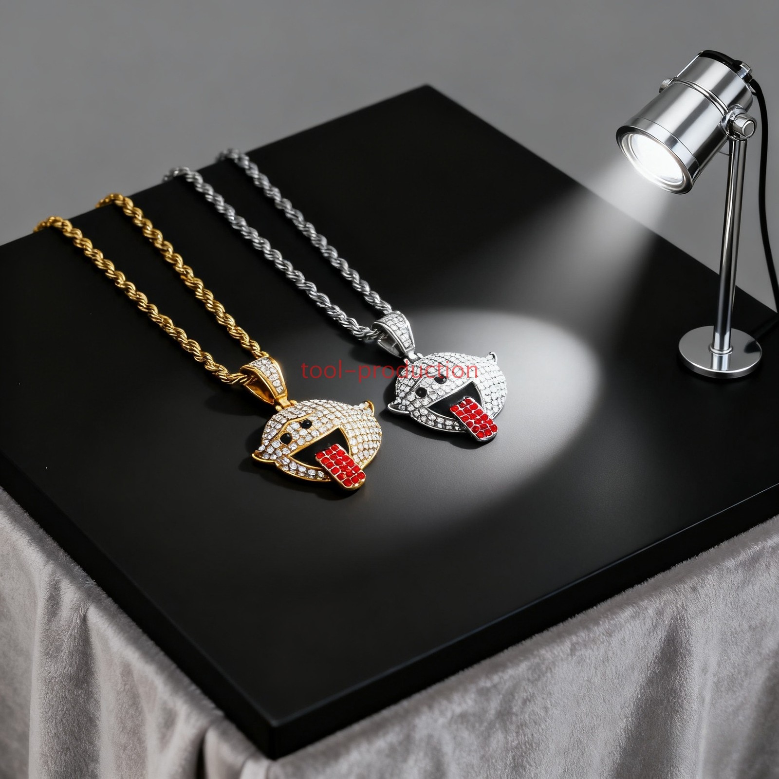 Handmade Sparkling Red Tongue Ghost Zircon Pendant with Free Chain A+++++