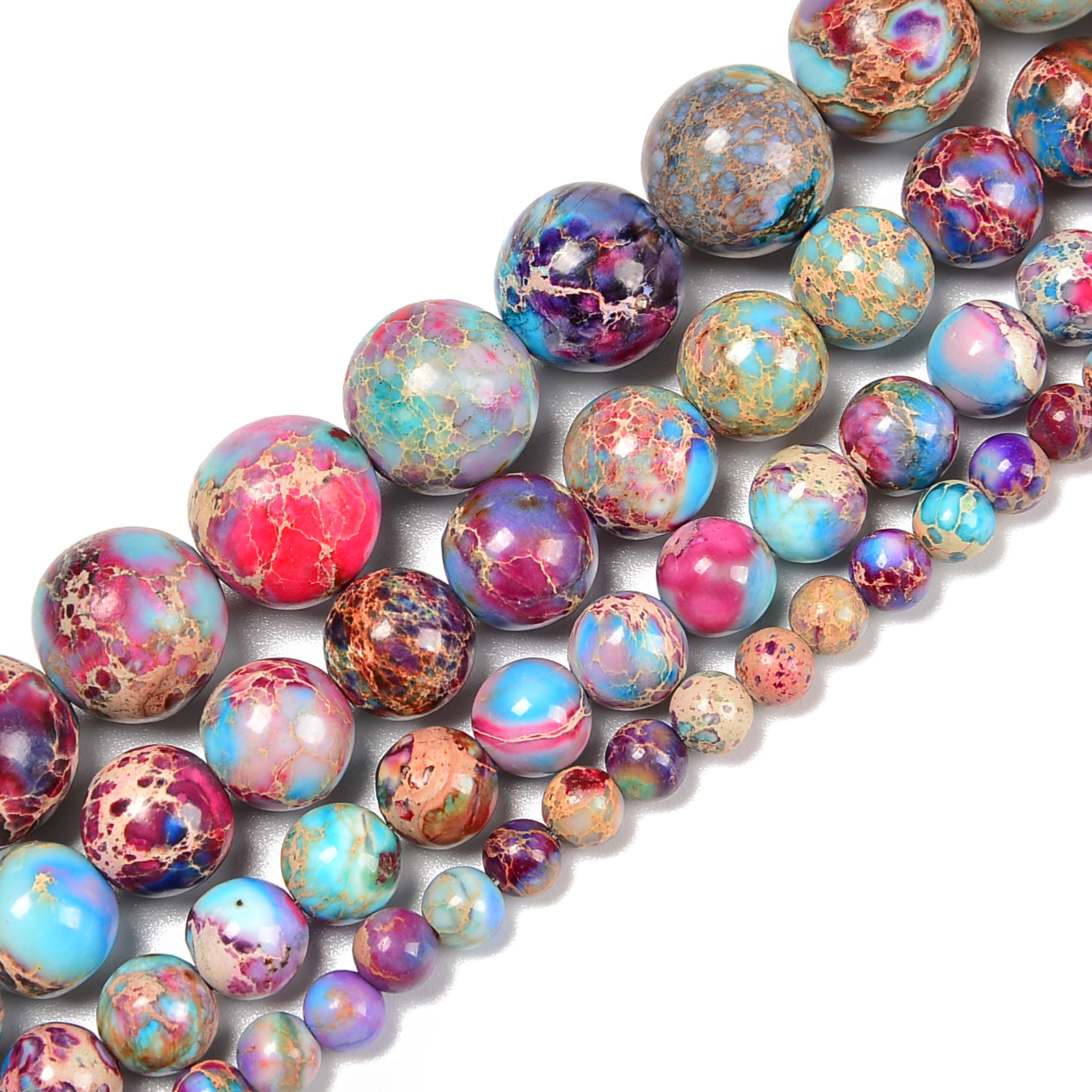 Purple Galaxy Imperial Sediment Jasper Smooth Round Beads 4mm 6mm 8mm 10mm 12mm