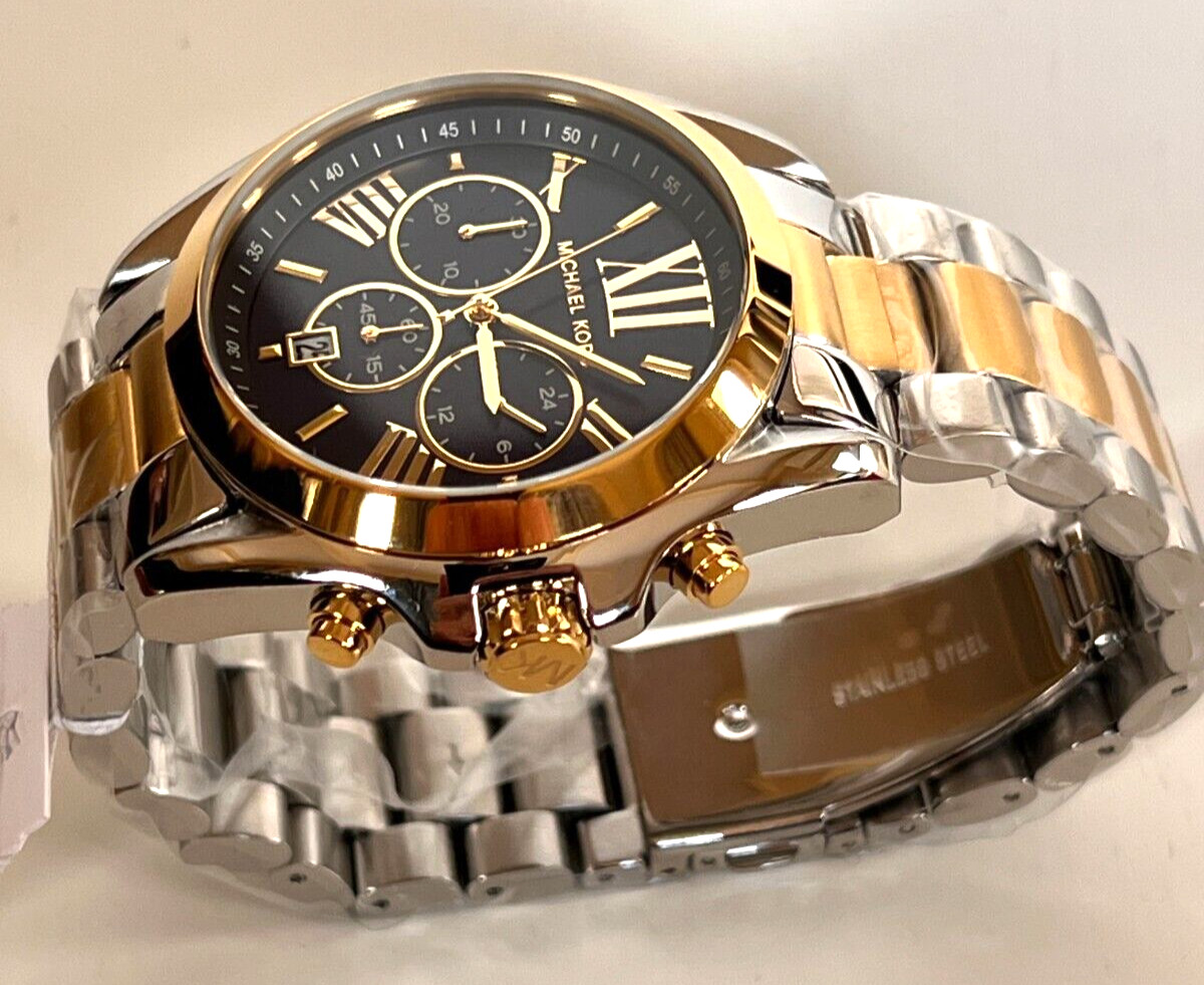Michael Kors MK5976 Bradshaw Chronograph Blue Dial Watch BNWT Gift Box $275
