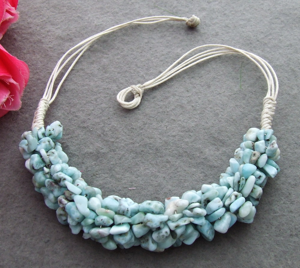 18″ Natural Blue Larimar Necklace