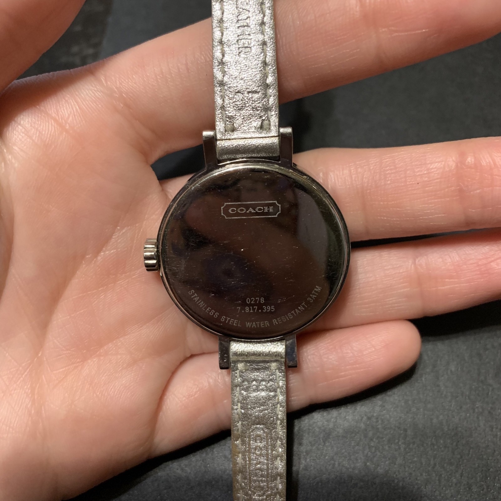 Coach Pastel Signature C watch featuring a white dial with a multicolor logo