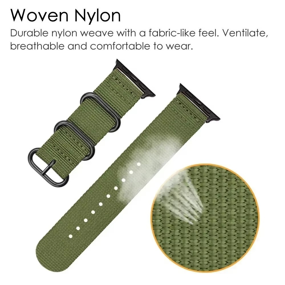 Nylon Strap For Apple watch band Ultra 2 45mm 41mm 42mm 49mm Military Woven band