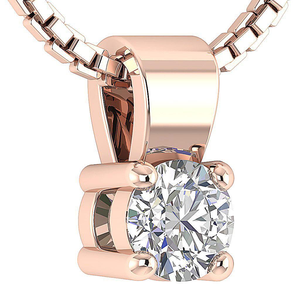 Lab Grown Diamond Solitaire Pendant Necklace VS1 F 0.25 Carat 14K Gold Prong Set
