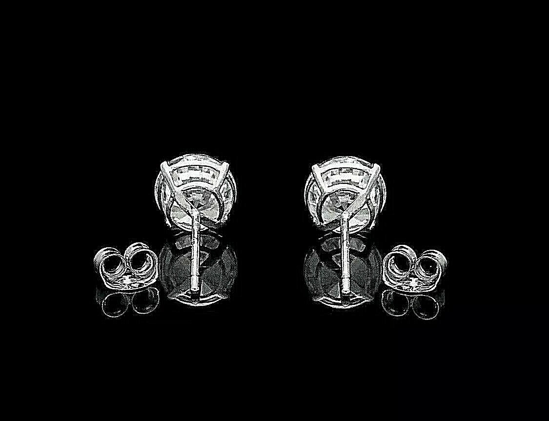 9.00 Ct Round Cut VVS1/D Lab Created Stud Earrings 14K White Gold 10mm Push Back