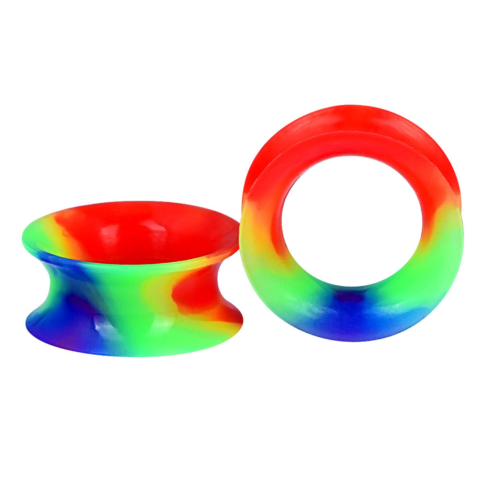 1Pair Colorful Soft Thin Silicone Double Flared Tunnels Ear Gauges Plugs Earskin