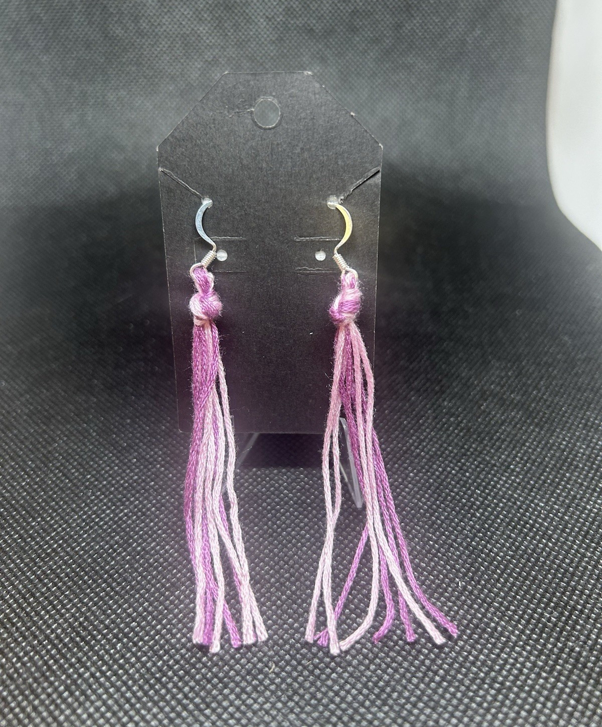 Purple Tassel Dangle/Drop Hook Earrings, Lobe, No Stone, No Gemstones