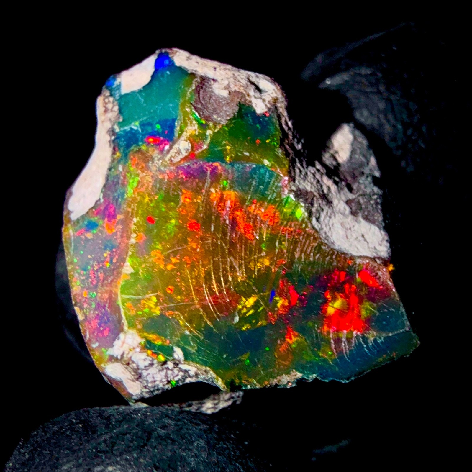 10 Ct Opal Rough, Jewelry Grade Black Welo Ethiopian Opal Rough, Multi Fire Opal