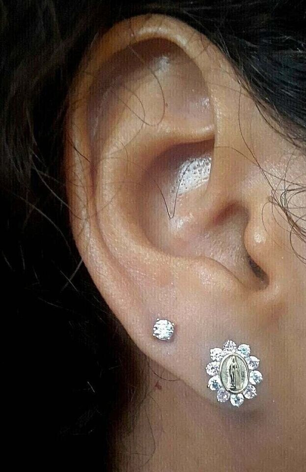 4mm Round Cut Lab Created Diamond Stud Earrings 14k White Gold Finish