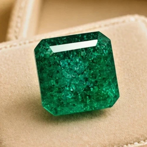 Natural 10.35 Ct Colombian Green Emerald GIE Certified Asscher Loose Gemstone