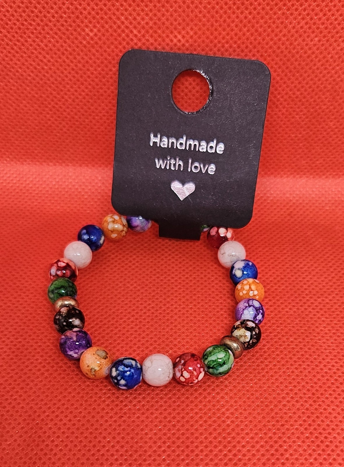 Handmade Beaded Bracelet Multicolor Glass Round Love No Stone Unisex Adults