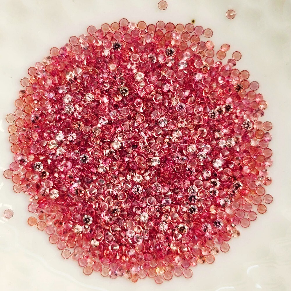 1.3mm ROUND 80PCS DIAMOND CUT NATURAL Peach Orange SAPPHIRE LOOSE GEMSTONE VVS