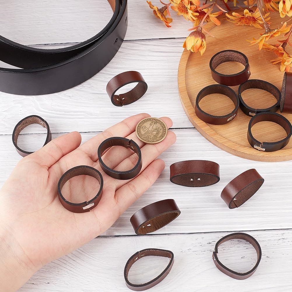 24Pcs Leather Belt Loop Keepers – 1.2″ Cowhide Rings for DIY Craft & Accessories
