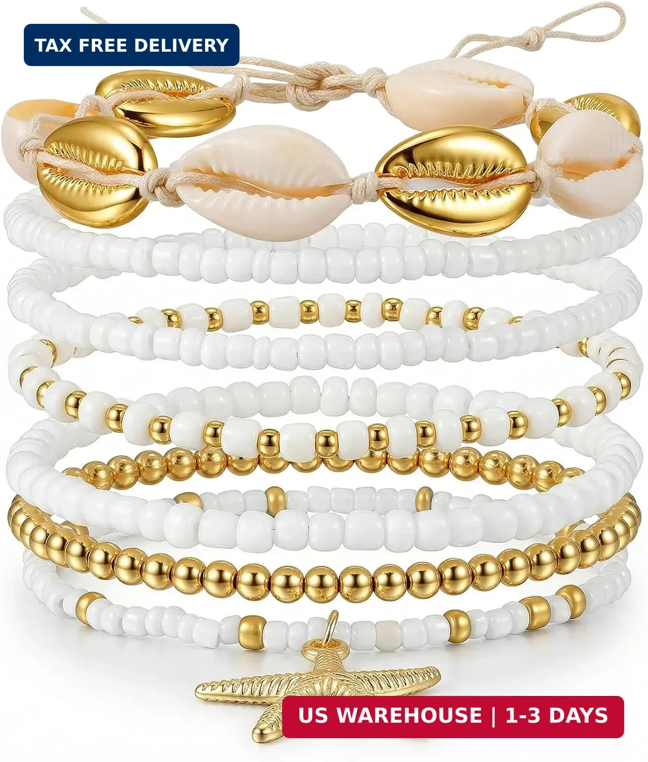 Ouligay 7PCS Boho Shell Ankle Bracelet Shell Beaded Ankle Bracelets for Women, S