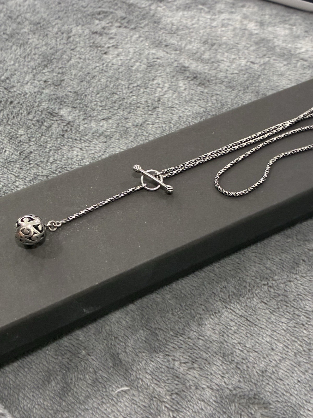 Silpada Oxidized Sterling Silver Lariat Necklace With Thai Filigree Ball 925 TH