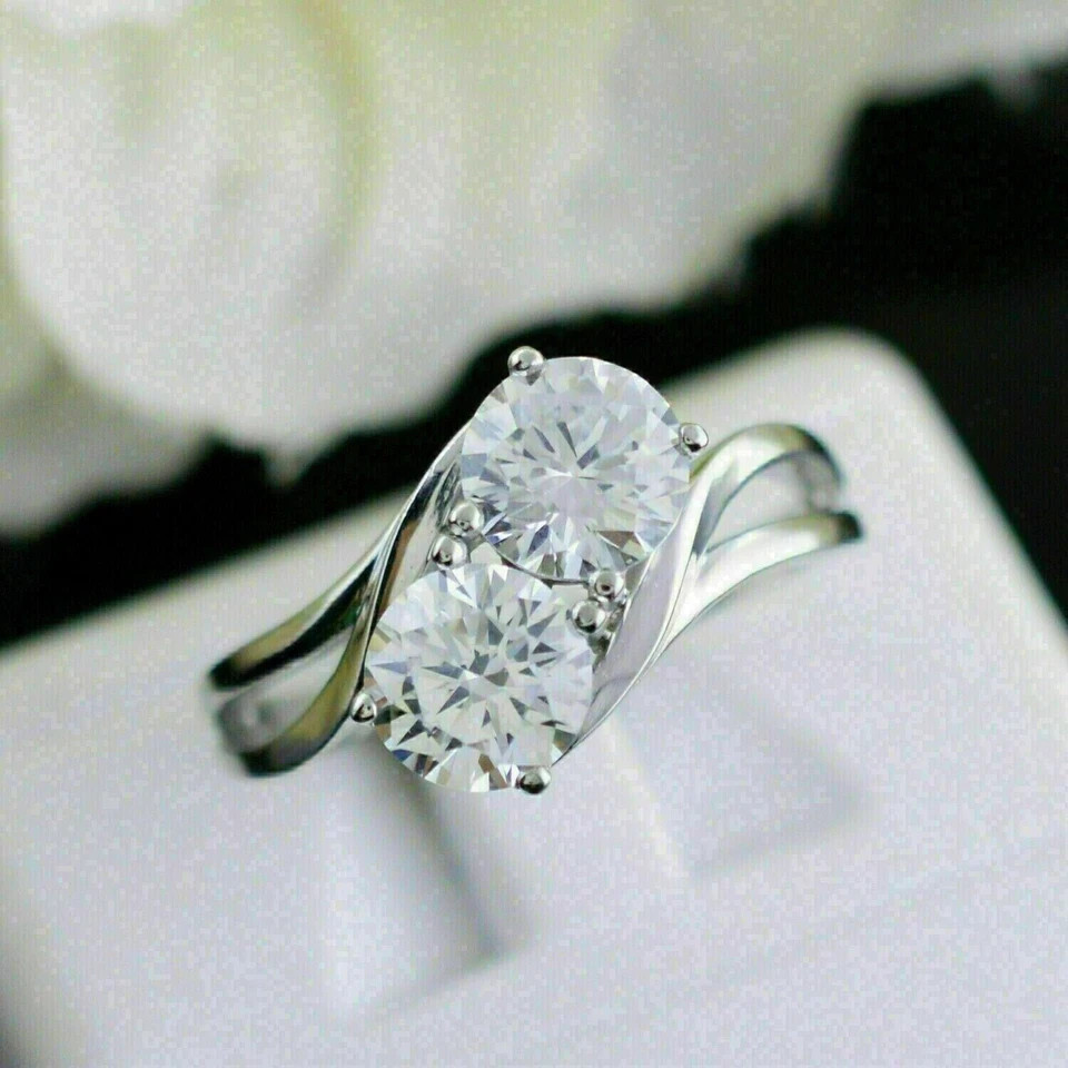 2.00Ct Round Cut Lab Created Moissanite Wedding Ring 14K White Gold Plated