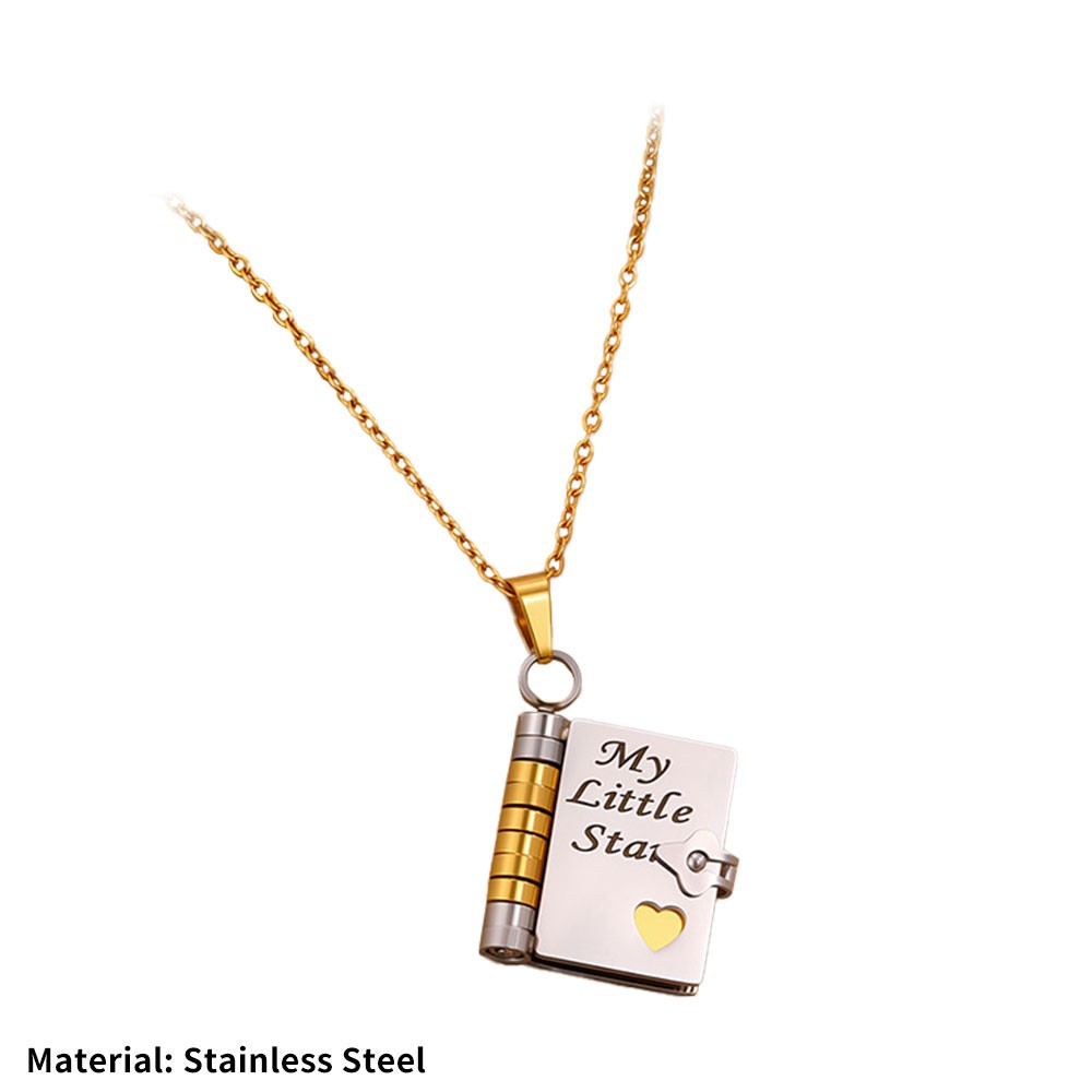 Openable Daughter Book Necklace Stainless Steel With Pages Of Engraved US