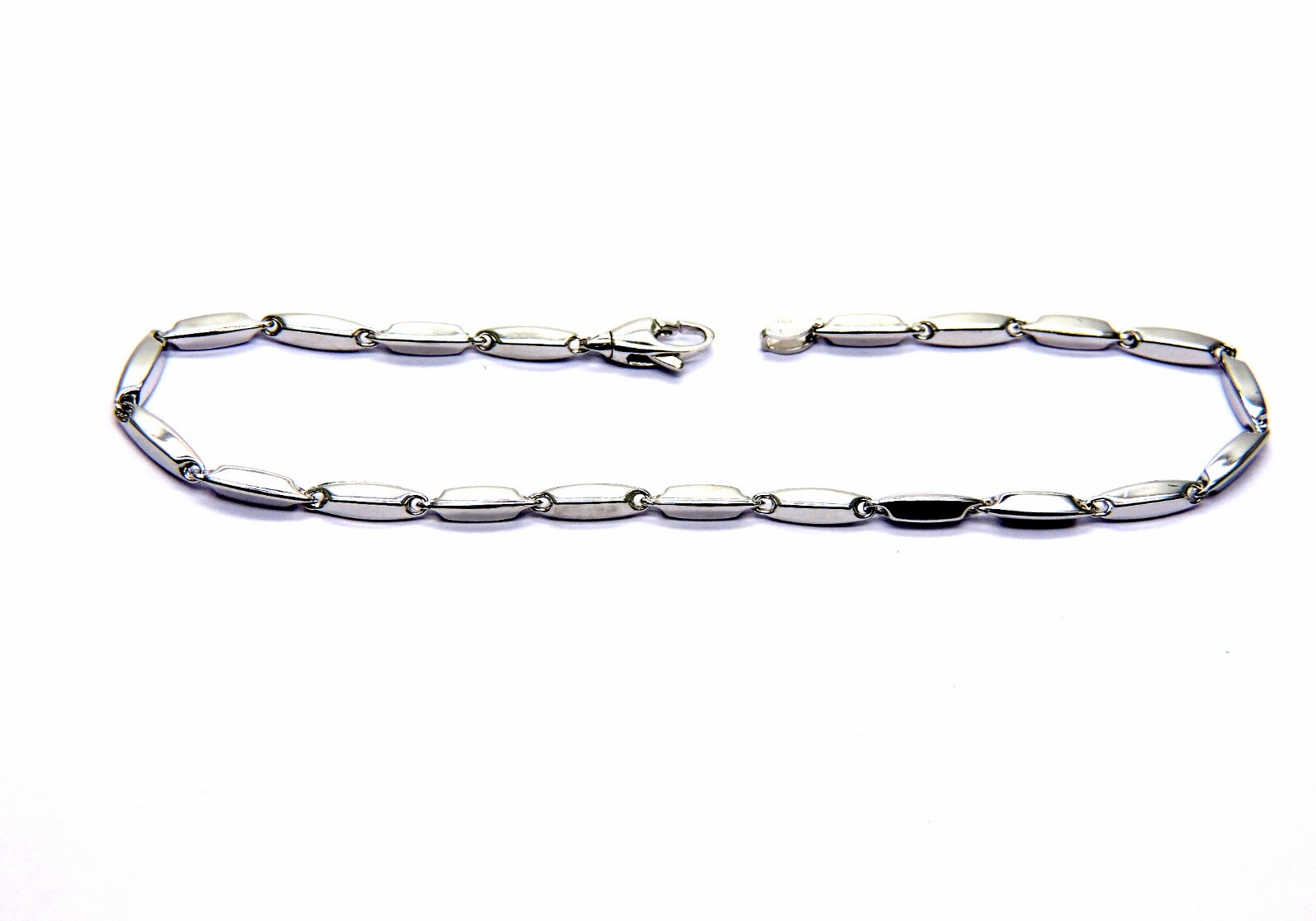 18K White GOLD BRACELET 750(1000) Men Women Knit Classic Segments Cm 20.5