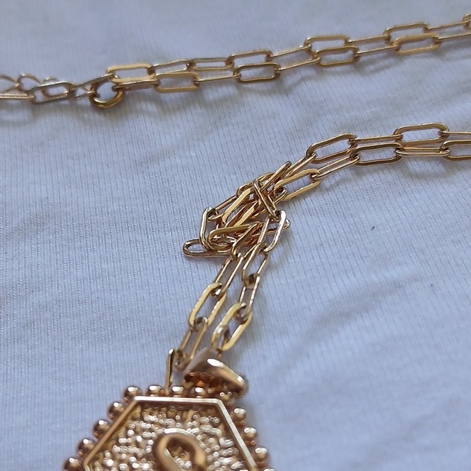 Initial Letter S 14 K Gold Plater Hexagonal Pendant
