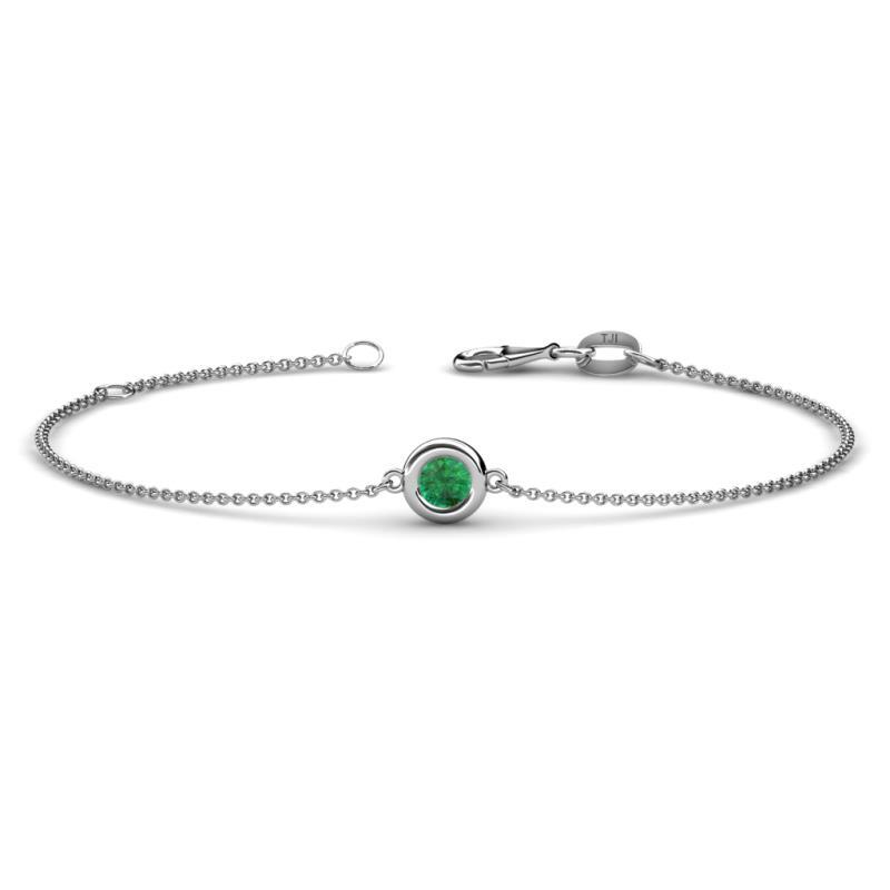 Round Emerald 4.00mm Solitaire Station Minimalist Bracelet 1/5 ct JP:186254