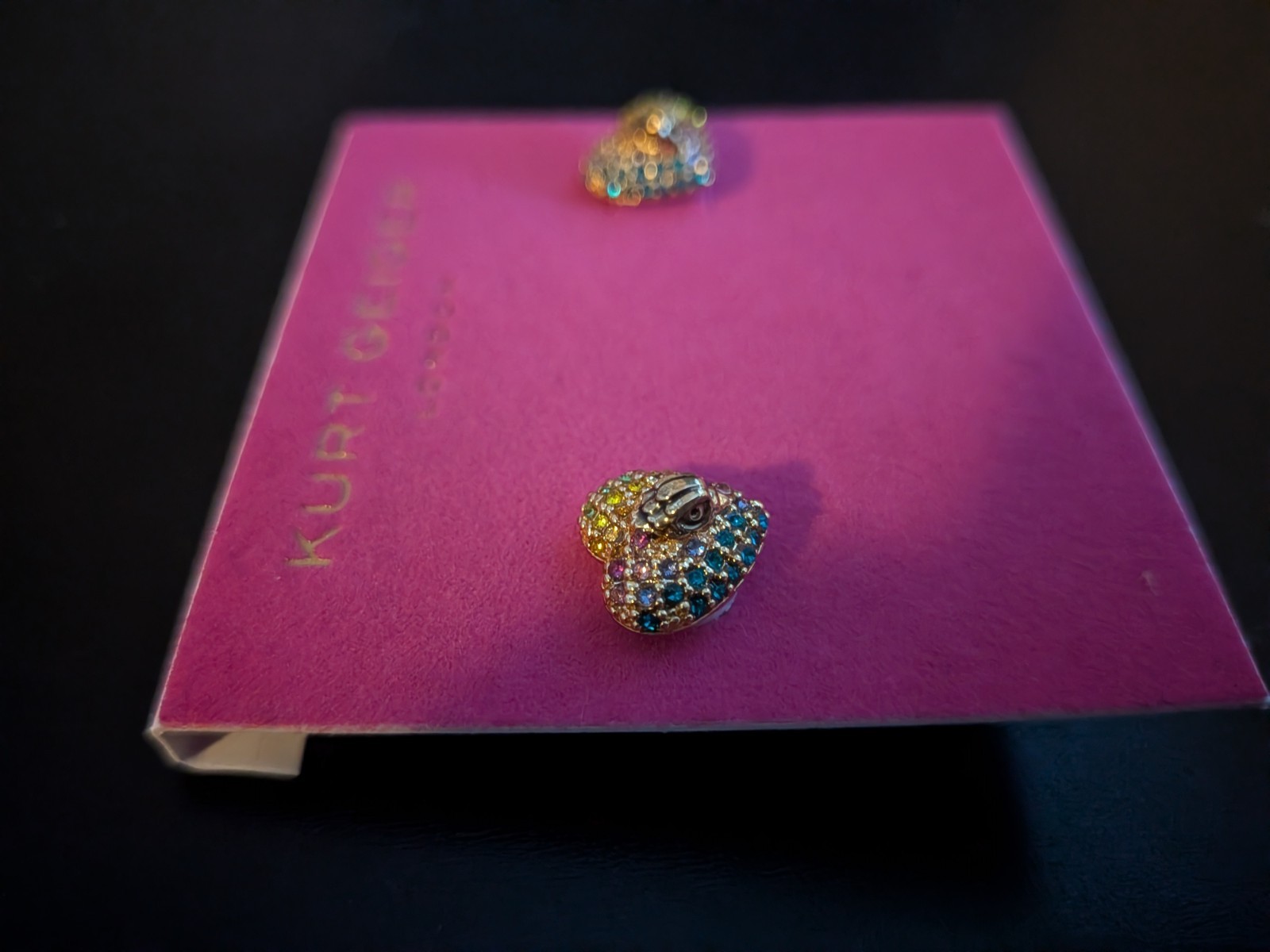 Kurt Geiger Rainbow 🌈 Heart Small Bird Post Earrings NEW W TAG Pretty!