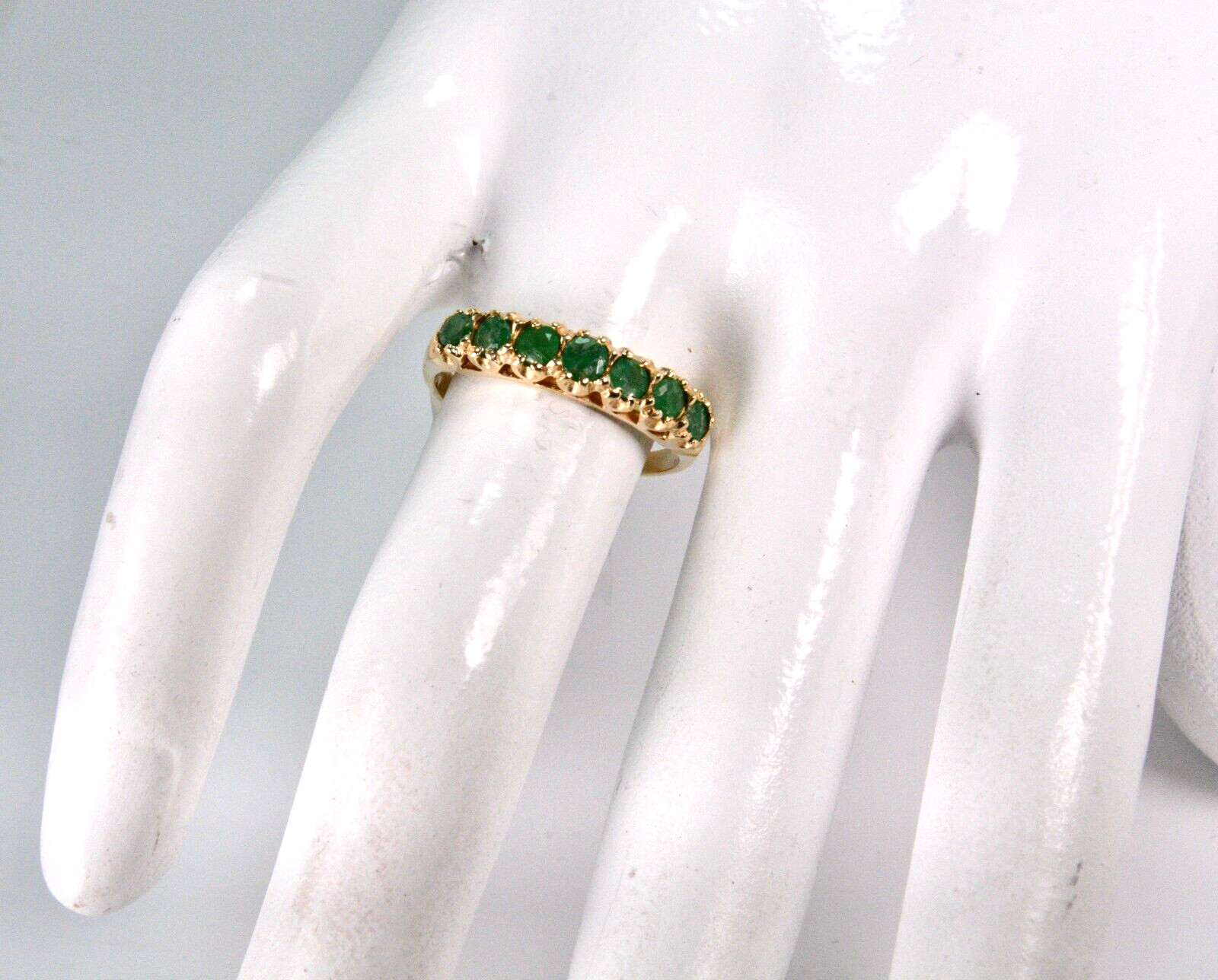 .50ctw Round Cut Emeralds Prong Set Wedding Ring 14k Yellow Gold Size 7.25