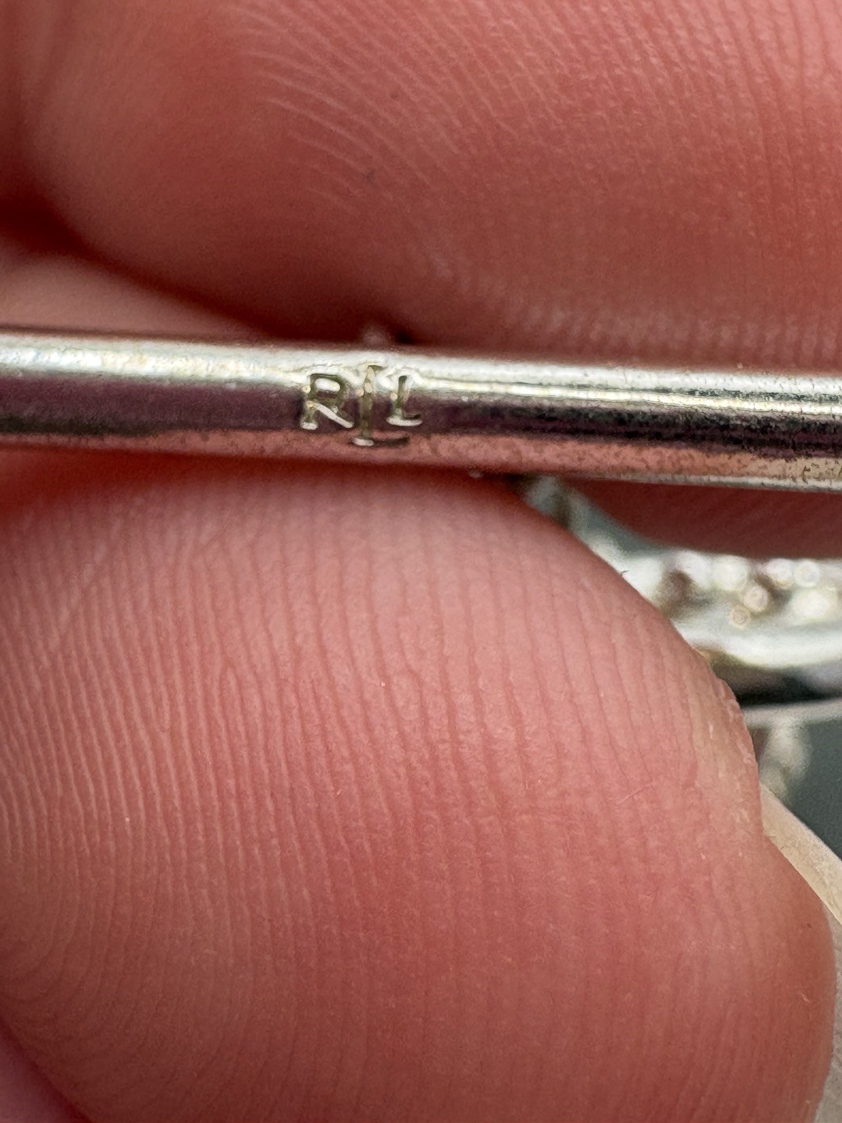 Ralph Lauren Silver Tone Multi Strand Ball Charm Toggle Bracelet 7.5” Signed RL