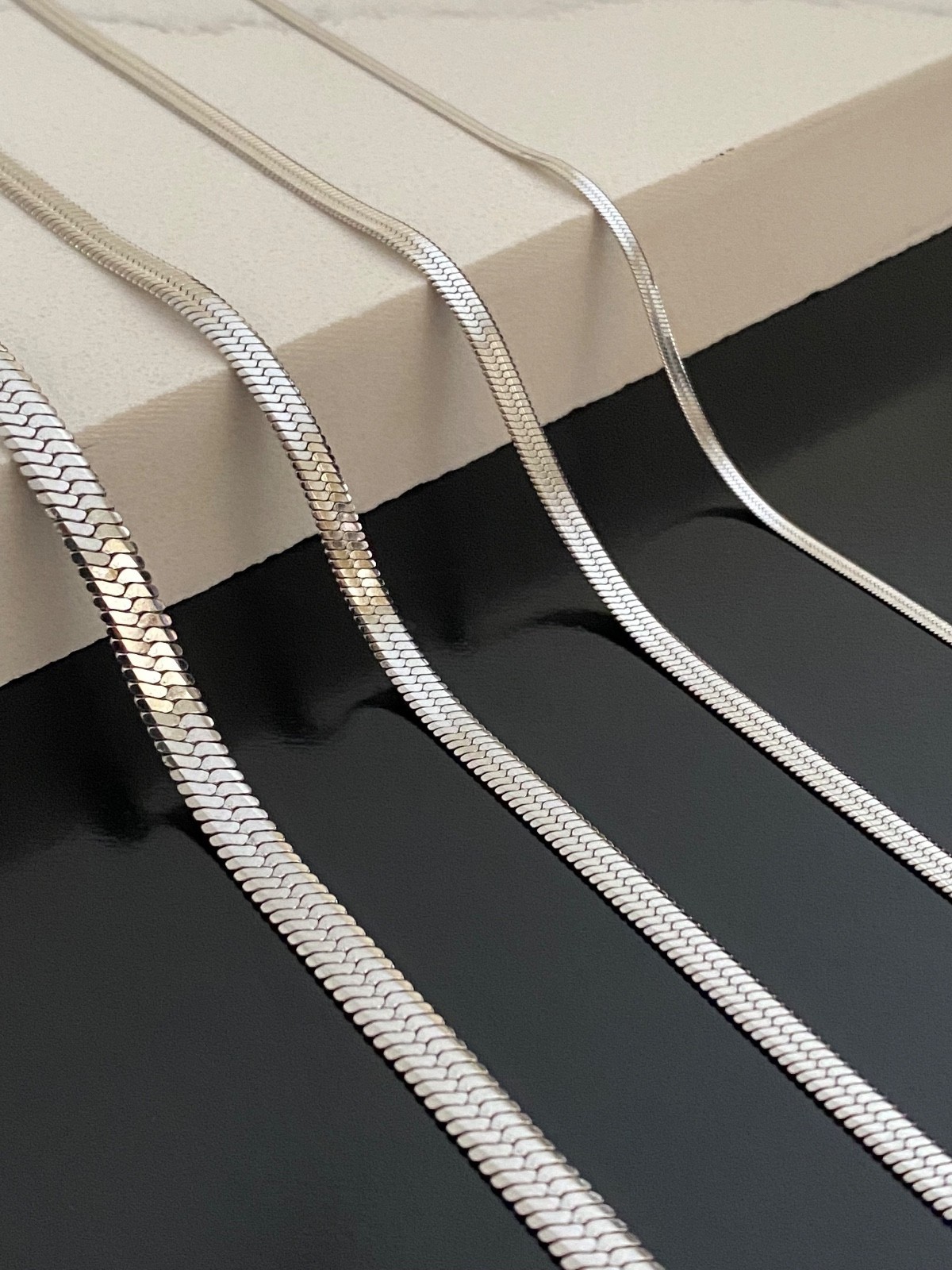 Stainless Steel Herringbone Chain Necklace, Mens Womens, 2-5mm 18-24″