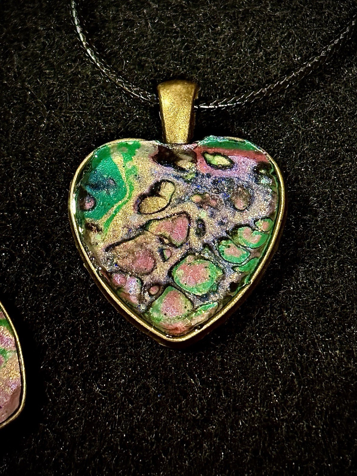Original Hand painted Pendant with Black Cord Necklace Free Shipping