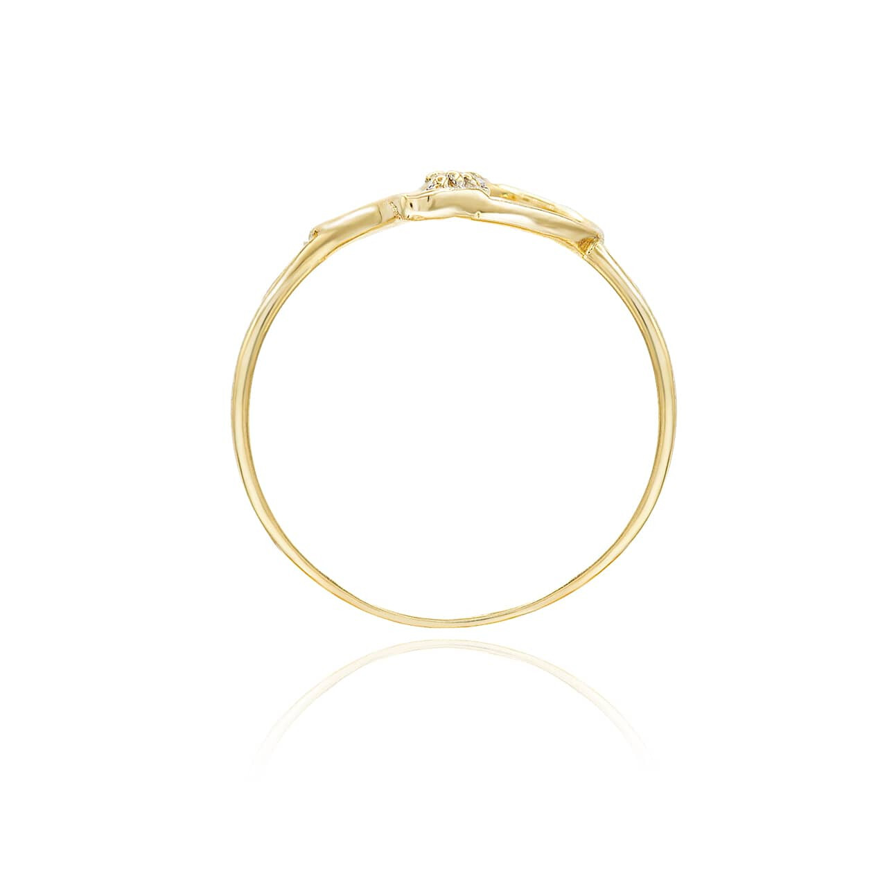 Gold Split Heart CZ Wave Love Ring (Available in Yellow/Rose/White Gold)