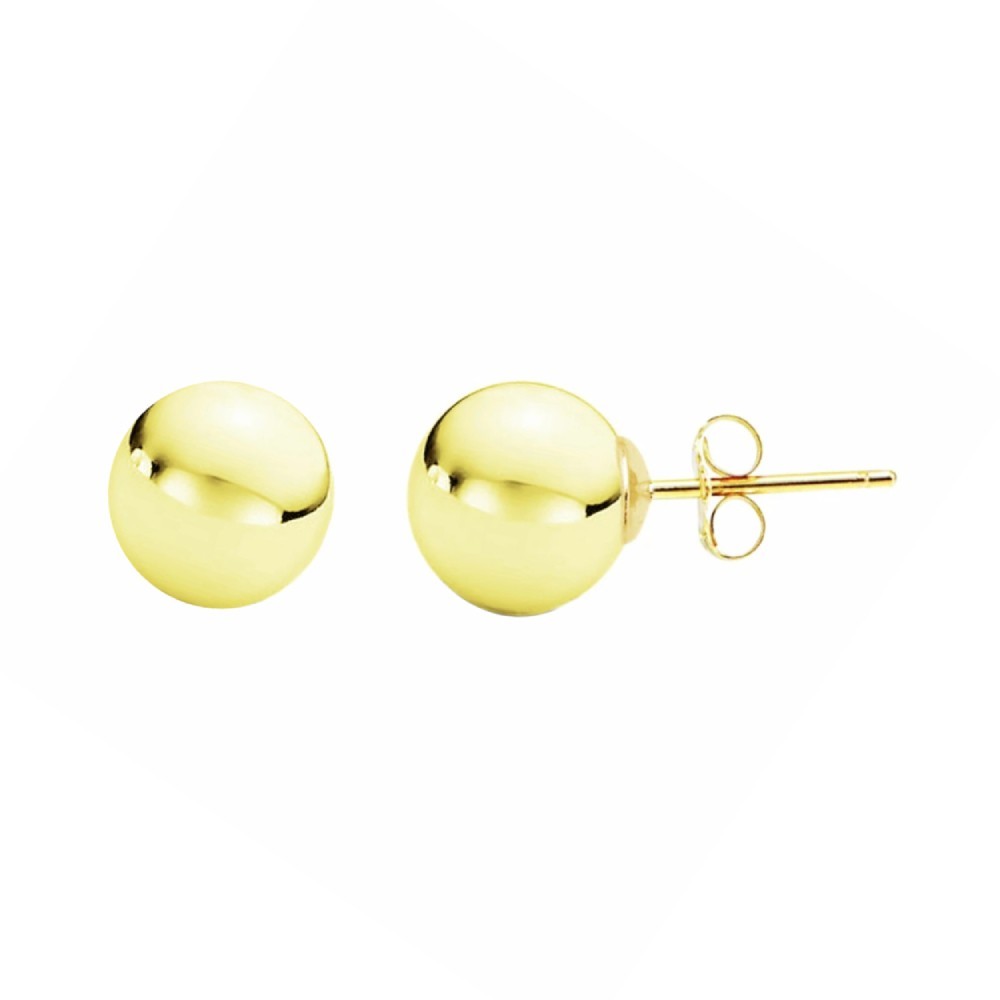 14K White / Yellow Gold Minimalist Round Ball Butterfly Push Back Stud 2mm-8mm