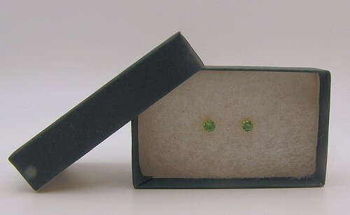 Natural Ethiopian Emerald Stud Earrings Set in 14K YGF, 3.5 mm Faceted Rounds