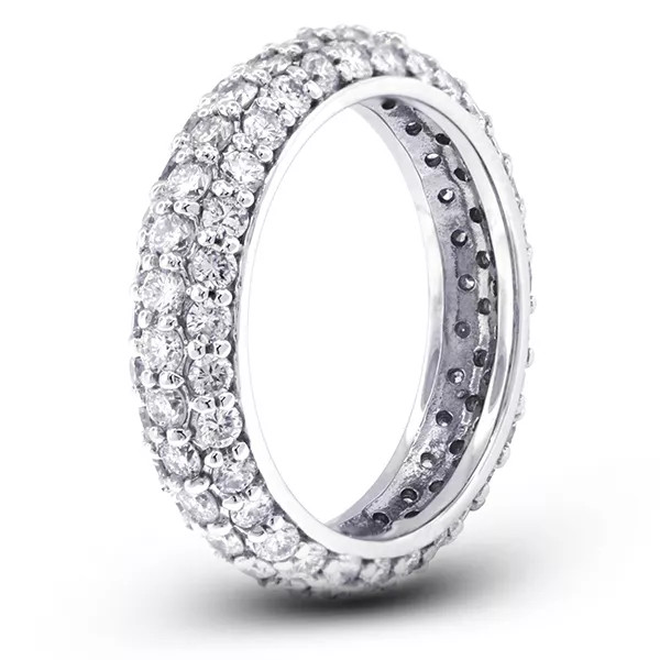 Eternity Wedding Ring Classic Solid 14K Gold 1.35 CT Round Natural Diamond F VS2