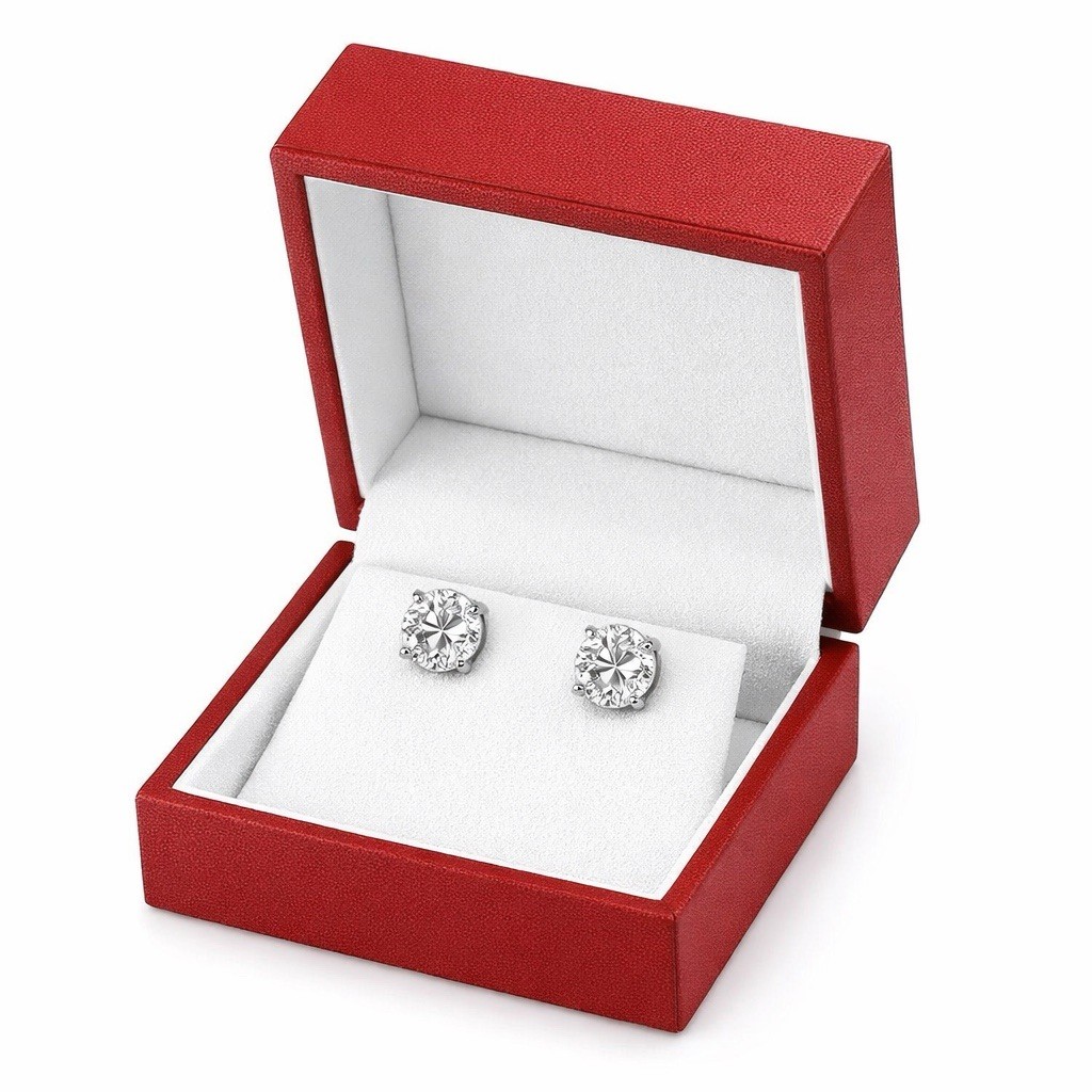6 CT ROUND CUT VVS1/D LAB CREATED EARRINGS 14K WHITE GOLD SCREW-BACK 9MM GIFT