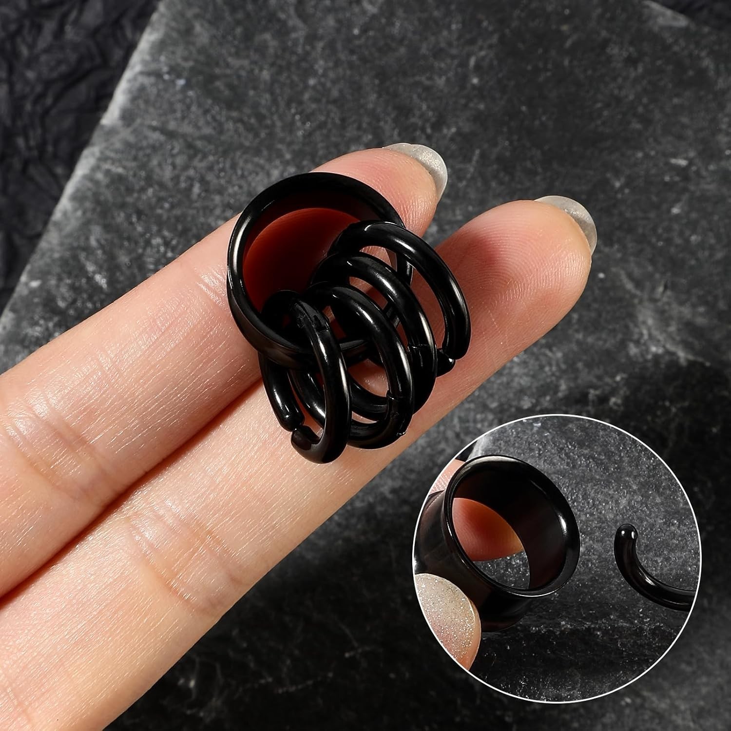 Pair Surgical Steel Ear Plug Tunnels Stainless Steel Ear Gauge Expander 0G-5/8″