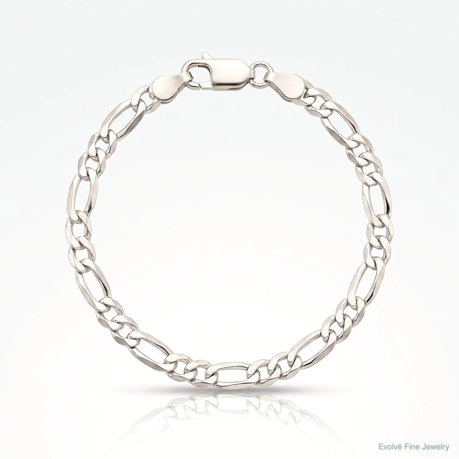 Sterling Silver 4.0mm Lightweight Flat Figaro Chain Bracelet 7″-9″