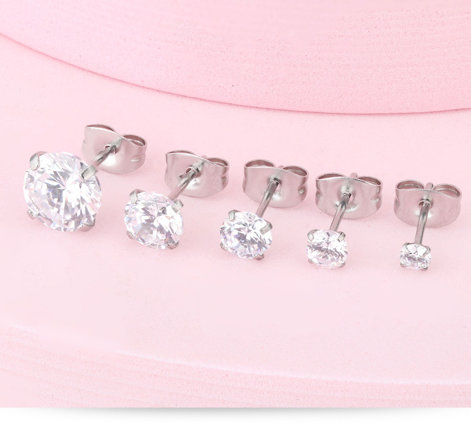 18K White Gold Filled Tarnish/Lead-Free 6mm Cubic Zirconia CZ Post Stud Earrings