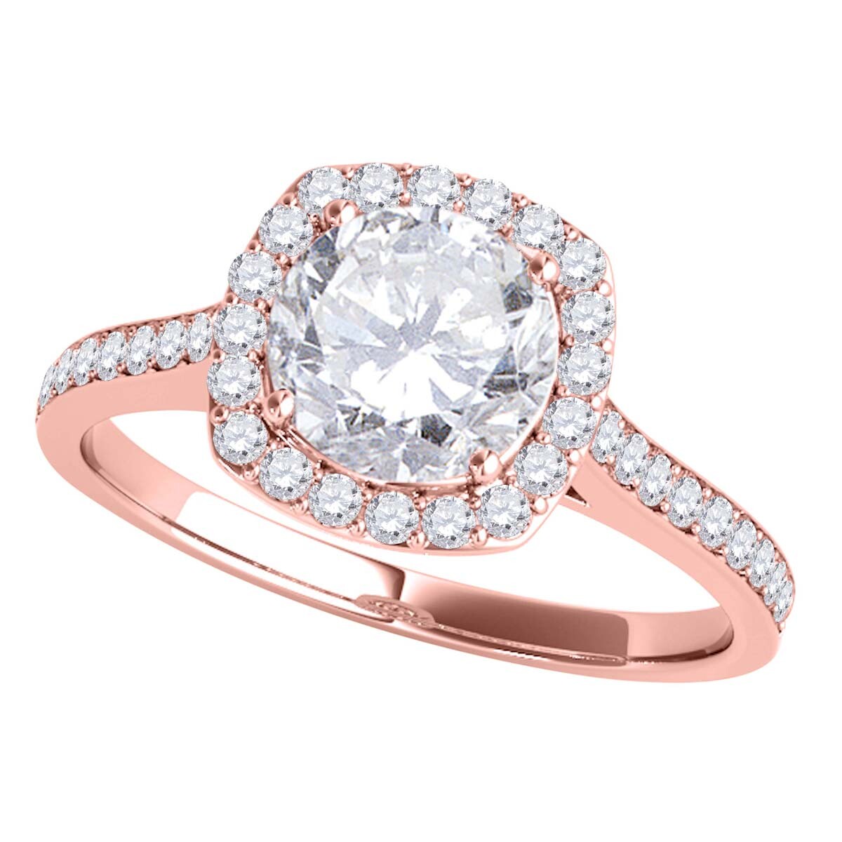 Diamond Halo-Engagement Ring 0.50 Carats 14k Yellow Rose White Gold Jewelry Gift
