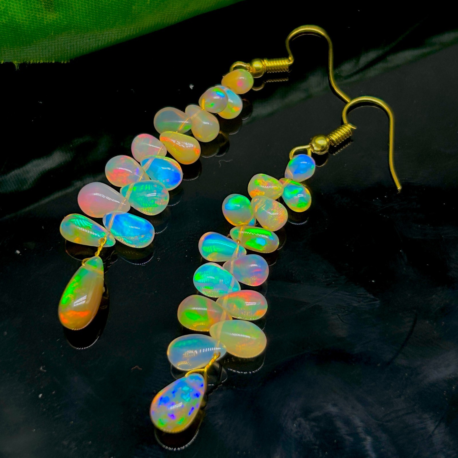 Natural Opal Gemstone Dangle Earring, Multifire Opal Drops Beads Earrings