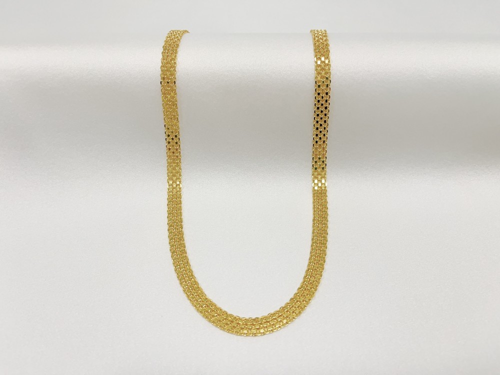 Solid 18K Yellow Gold Vintage Multi Layer Wide Necklace Chain 8mm 24in men/women